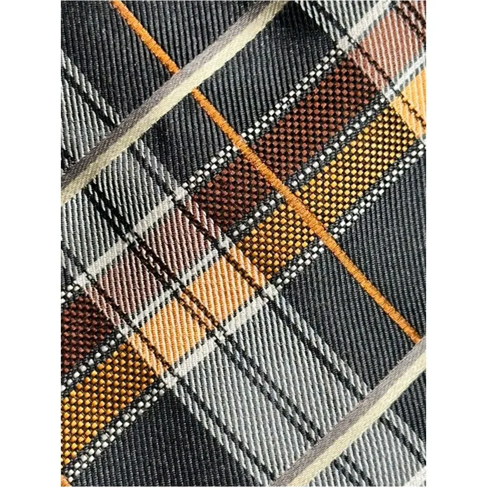 Bruno Piattelli Roma Vintage Burgundy Brown Black Plaid Silk Necktie Tie